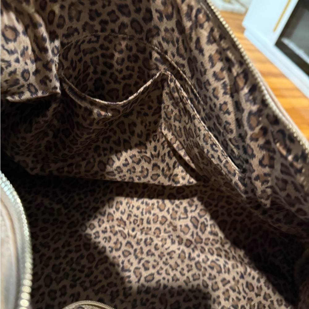 Sole Society Beige Leather Bag with Animal Print Interior - Picture 7 of 12